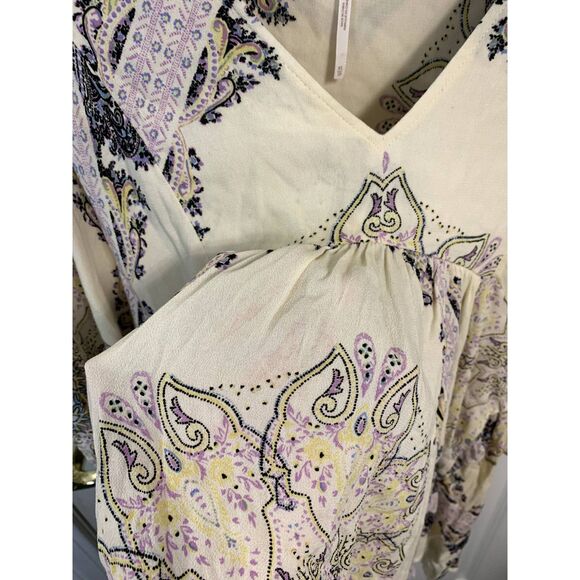 Free People Girl Talk Boho Balloon Sleeve Blouse Tunic Size XS - Picture 5 of 8
